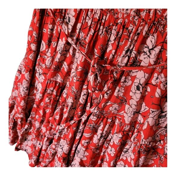 Band of Gypsies Red & Pink Boho Floral Dress Size Medium - Picture 9 of 11